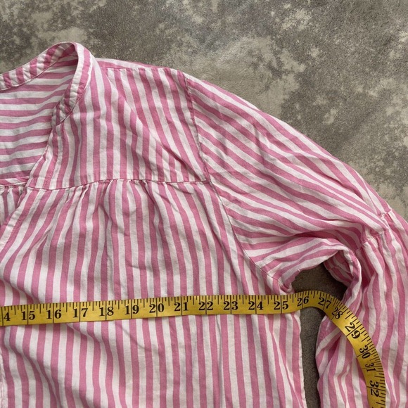 Old Navy V Neck Vertical Striped Button up womens Size XXL Pink White - Picture 5 of 11
